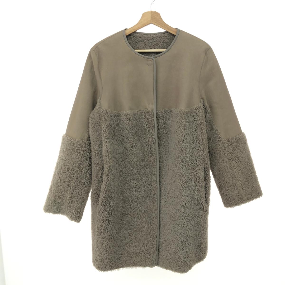 ESCADA エスカーダ ムートンボアコート サイズ:表示タグ無し リバーシブル グレージュ レディース【中古】