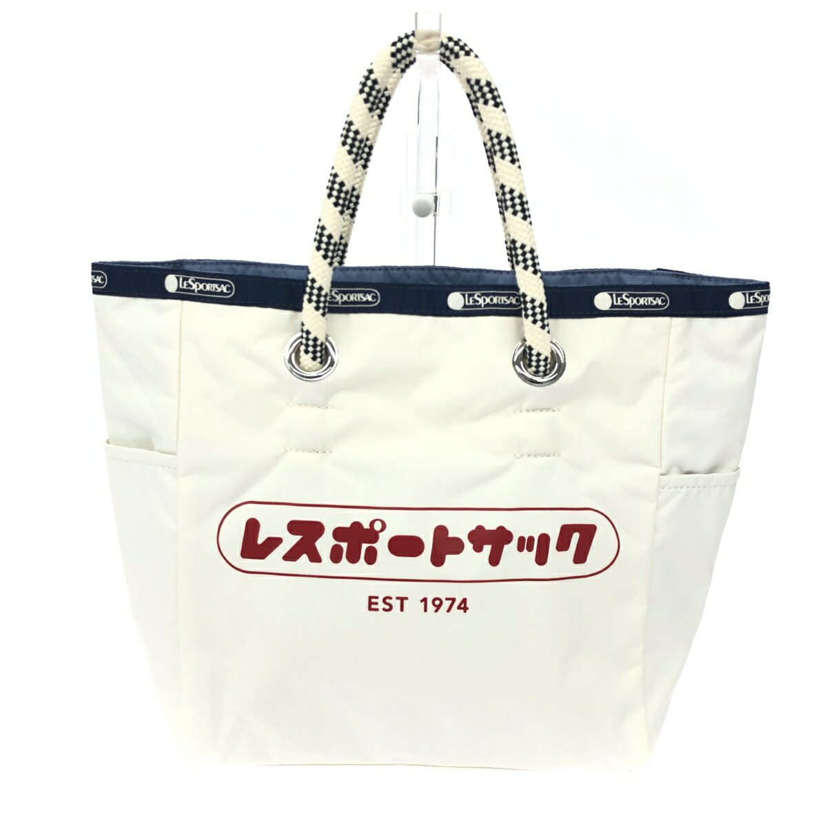 LeSportsac レスポートサック ハンドバッグ 美品 カタカナコレクション/リバーシブル/MEDIUM ホワイト レディース【中古】