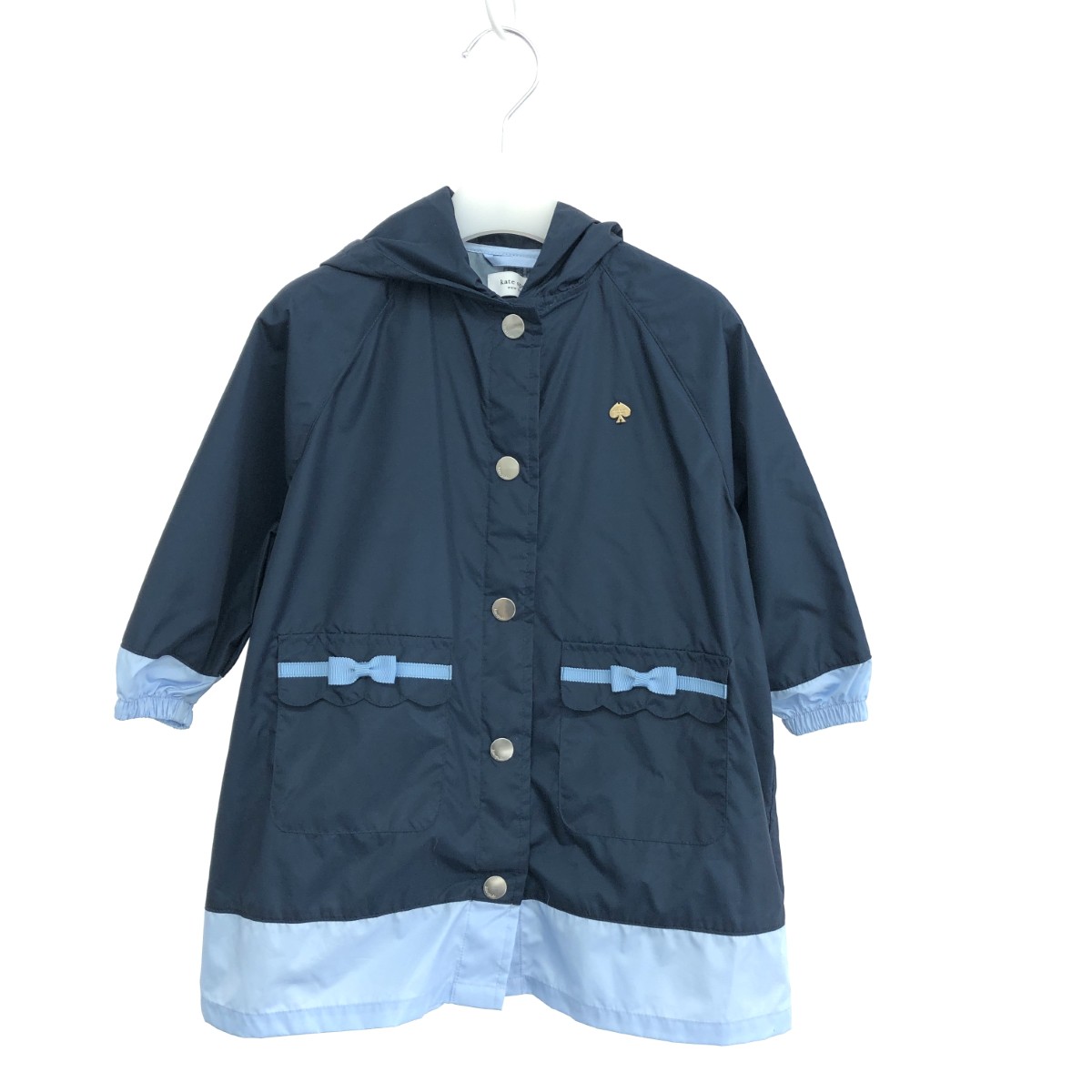 Kate spade ケイトスペード ナイロンコート 良好 サイズ:SS(95～100) レインコート/フード付/ロゴプレート ネイビー レディース【中古】