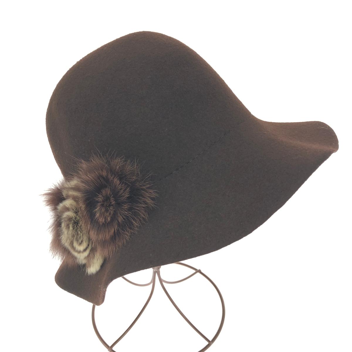 HATS&DREAMS ハッツ＆ドリームス ハット 良好 ウール×リアルファー ブラウン レディース【中古】