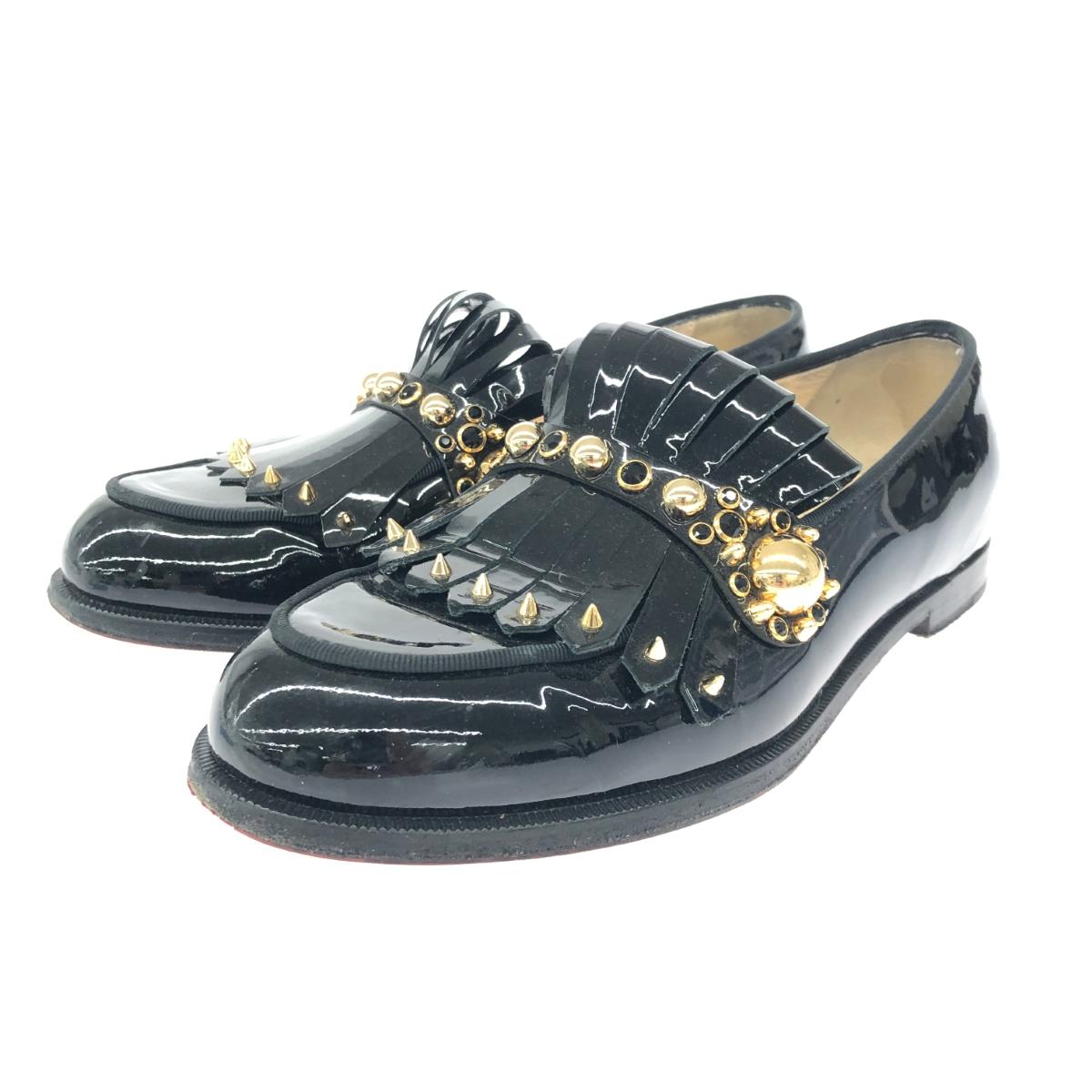 Christian Louboutin クリスチャンルブタン タッセルローファー 思わしい 書きあらわす大いさ:36 1/2 専売特許なめし革/スタッズ    黒いこと レディース【中古】 レディース靴-靴
