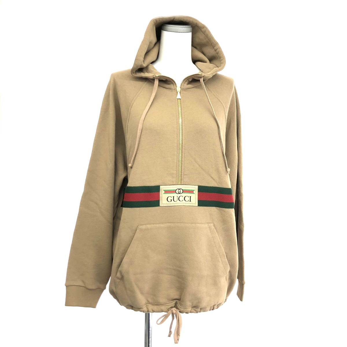 GUCCI グッチ シェリー酒生産ライン ハーフジップ プルオーバースウェット  大きさ:XS ウェッブ＆GUCCI下げ札 644656   赤銅色 レディース【中古】