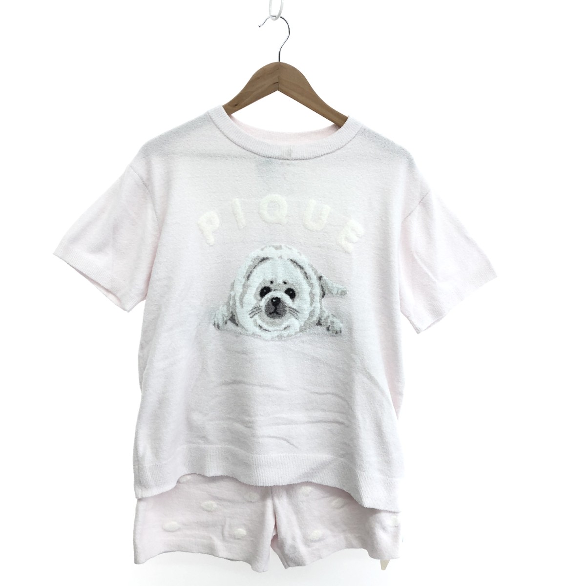 gelato pique ジェラートピケ あざらしプルオーバー\u0026ショートパンツセット  サイズ:F ルームウェア  PWNT252016/25SS   ピンク レディース【中古】