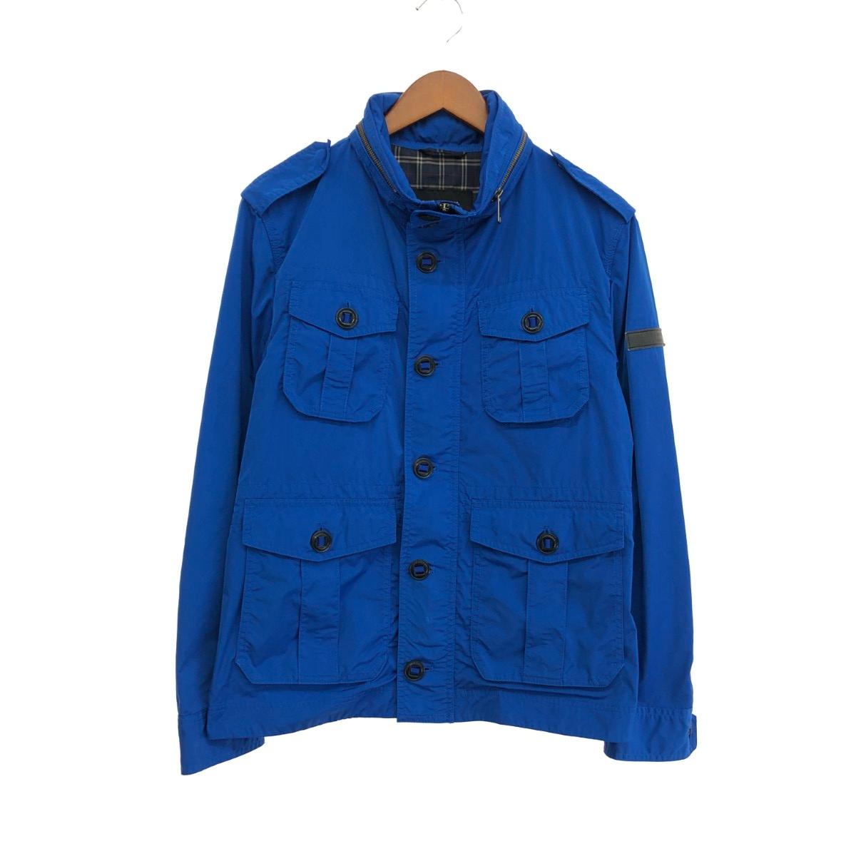 BURBERRY BLACK LABEL バーバリーブラックレーベル ナイロンミリタリージャケット 良好 サイズ:M フード ブルー メンズ【中古】