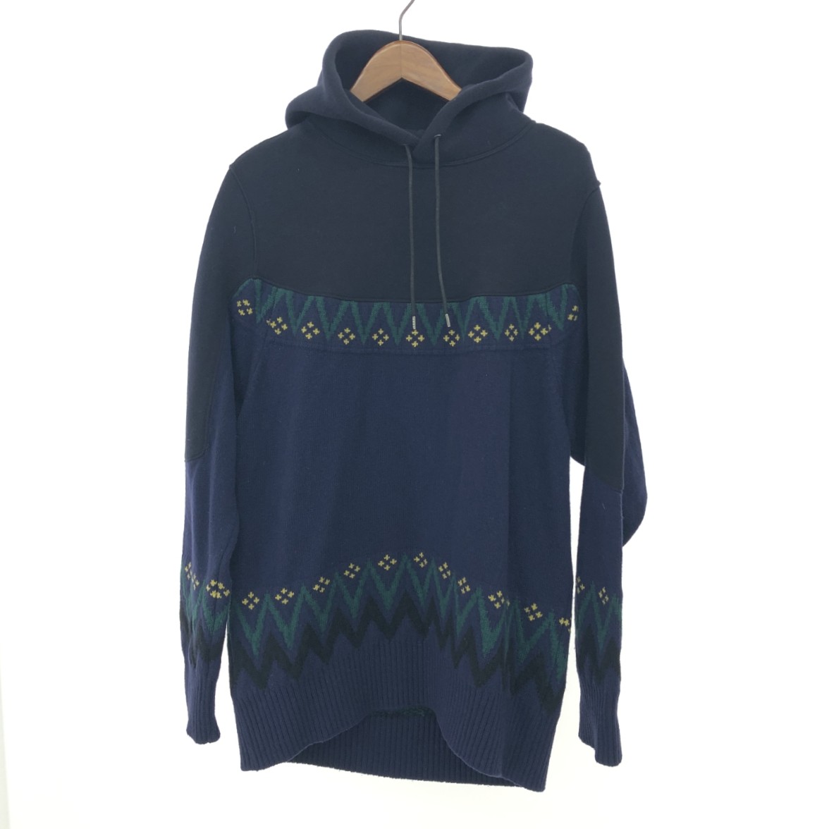 Sacai サカイ プルオーバーニットパーカー サイズ:2 コットン&times;ナイロン 18-01832M ネイビー メンズ【中古】｜リサイクル ティファナ