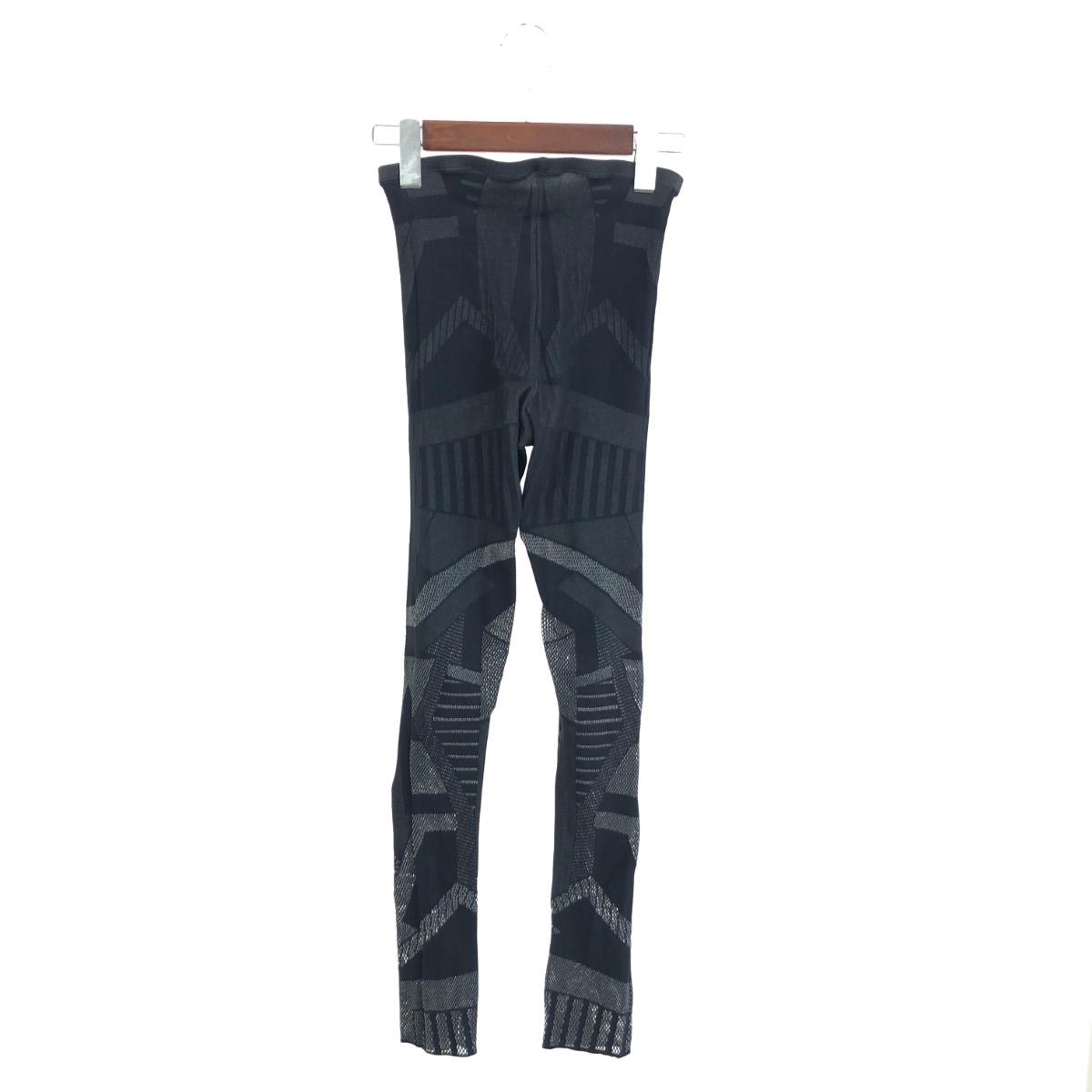 PLEATS PLEASE 筋目プリーズ レギンスズボン下  大きさ:3 総柄 PP34LF921   黒いこと レディース【中古】