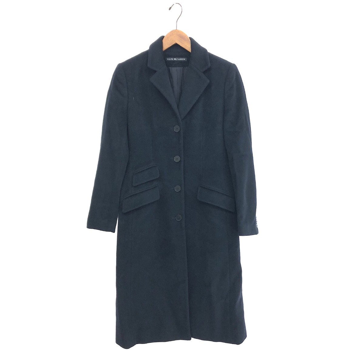 RALPH LAUREN ラルフローレン ロング厚地の外套 好ましい 大きさ:11 アンゴラ100％    黒いこと レディース【中古】