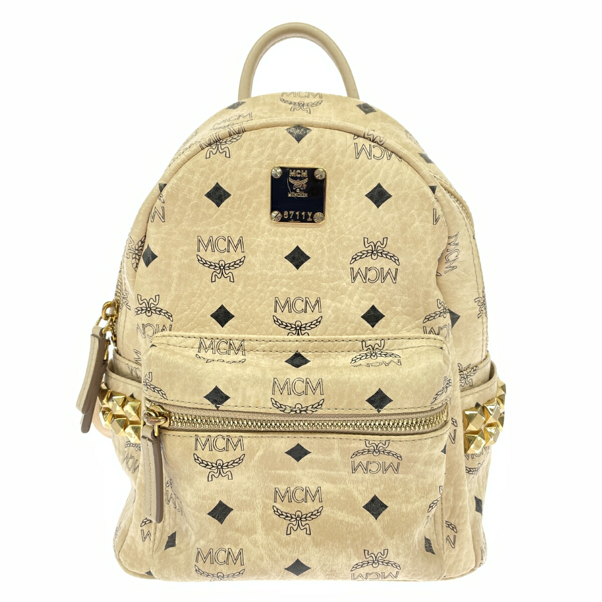 MCM エムシーエム リュック ビセトス/レザー&times;スタッズ 10351710 ベージュ レディース【中古】｜リサイクル ティファナ