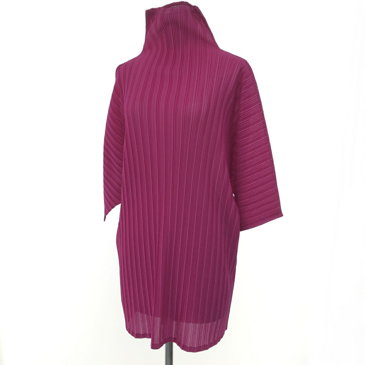 PLEATS PLEASE プリーツプリーズ チュニック 良好 サイズ:3 ハイネック/七分袖/イッセイミヤケ PP23-FT365 パープル レディース【中古】
