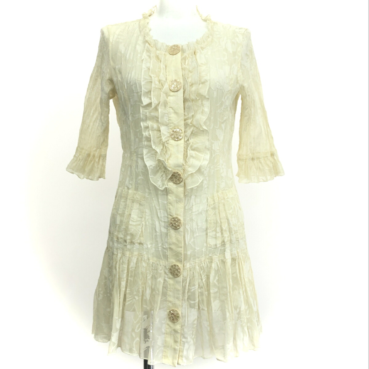 NOKO OHNO ノコオーノ ノコプリーツ/半袖チュニック 良好 サイズ:38 リネン混 イエロー レディース【中古】
