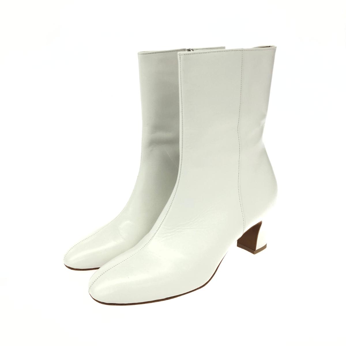 UNITED ARROWS ユナイテッドアローズ ショートブーツ 新品同様 表記サイズ:36 1/2 サイドジップ レザー ホワイト レディース【中古】