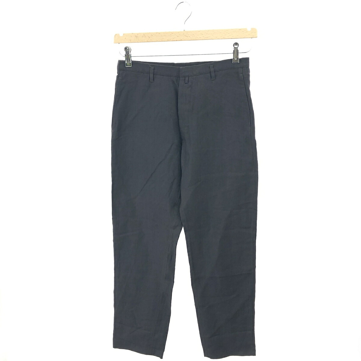 JIL SANDER ジルサンダー リネントラウザーズパンツ サイズ:R48 ボタンフライ 麻 チャコールグレー メンズ【中古】