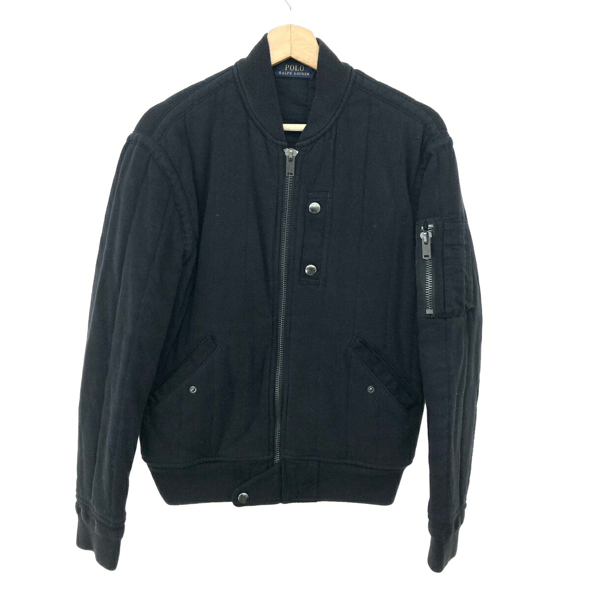 POLO RALPH LAUREN ポロラルフローレン MA-1ジャケット サイズ:S スウェット地/ジップアップ ブラック メンズ【中古】