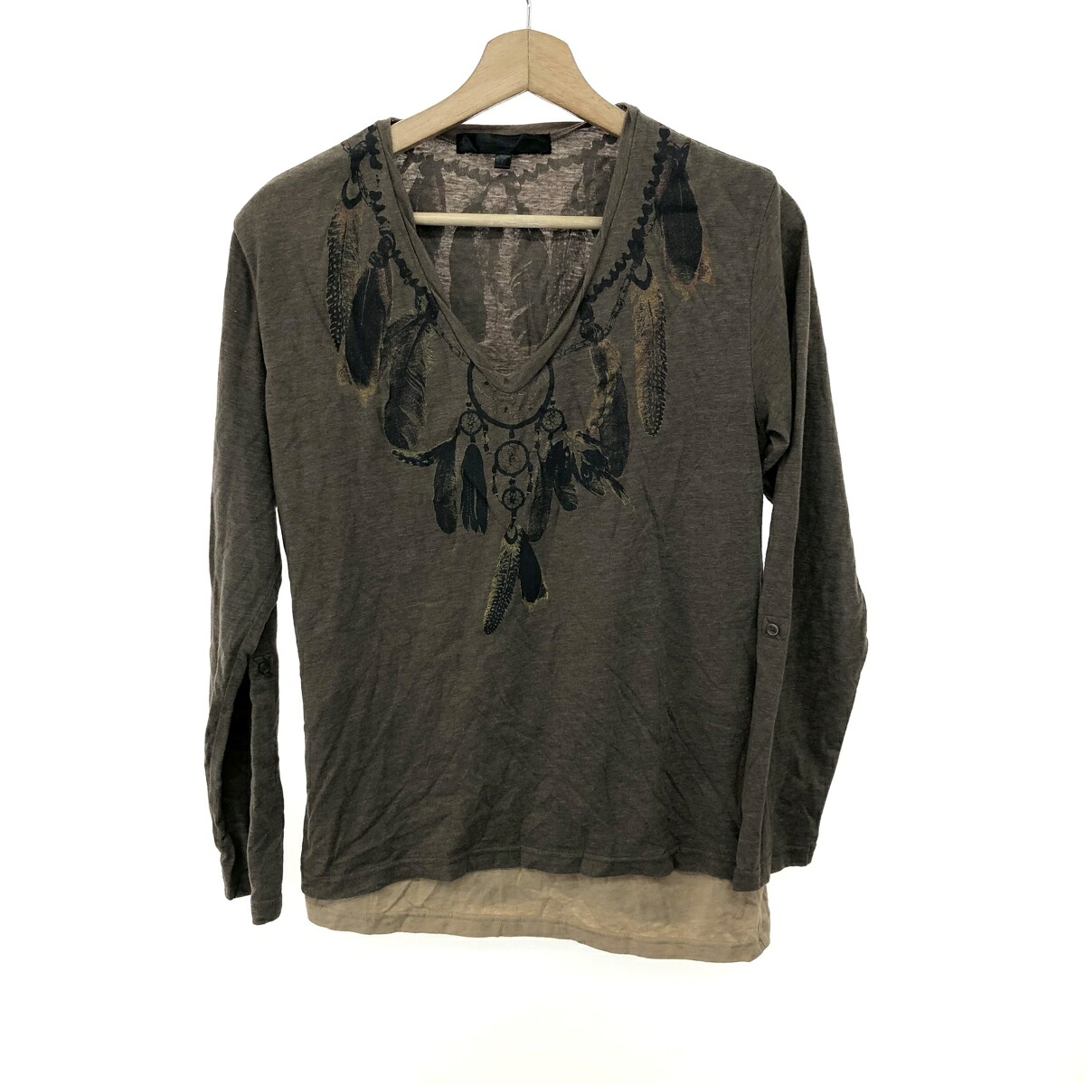 - 古着 長袖カットソー サイズ:M y2k/00s/グランジ/14th/ヴィンテージ ブラウン メンズ【中古】 8,591円