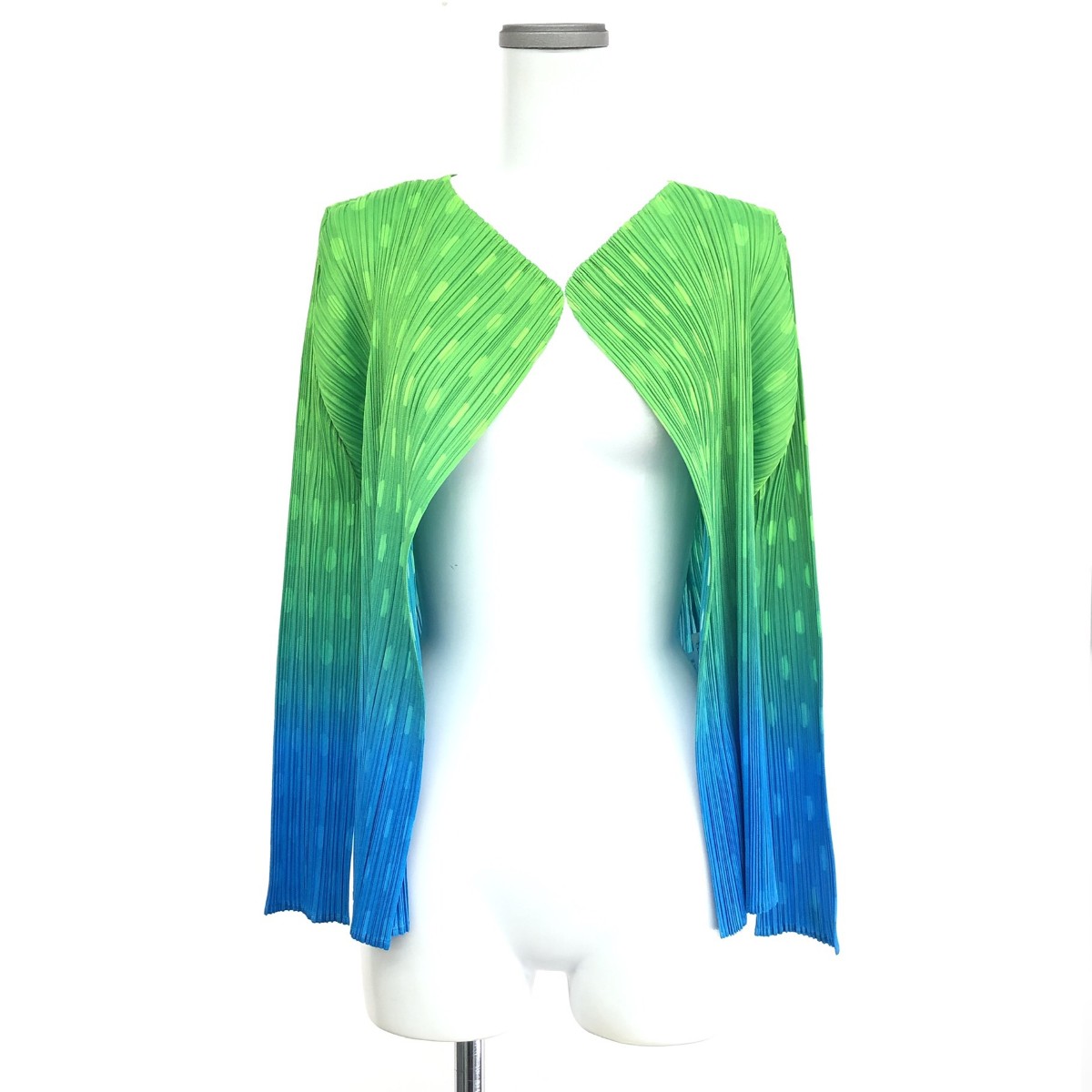 ★百貨店大売り出し客体商いもの★  PLEATS PLEASE 筋目プリーズ グラデーションジレー 好ましい 大きさ:4 点点 PP71-J0792   緑であること レディース【中古】