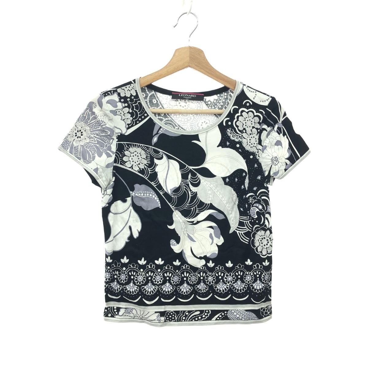 LEONARD レオナール 半袖カットソー 良好 サイズ:M 花柄    ブラック レディース【中古】