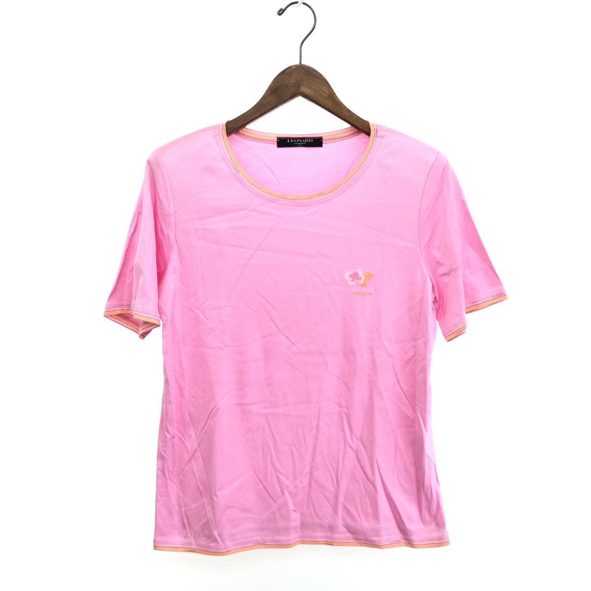 LEONARD レオナール 半袖カットソー  大きさ:LL 花柄 刺しゅう    サクラ色 レディース【中古】