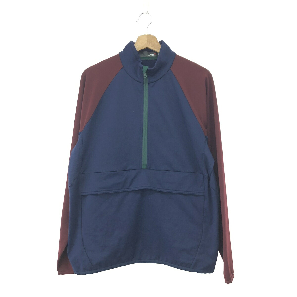 RLX Ralph Lauren アールエルエックス ハーフジッププルオーバージャケット 良好 サイズ:M ラグラン 23FW ボルドー/ネイビー メンズ【中古】
