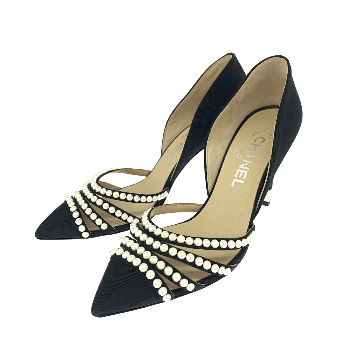 CHANEL シャネル パンプス/ココマーク/フェイクパール 美品 表記サイズ:37 94305 ブラック レディース【中古】