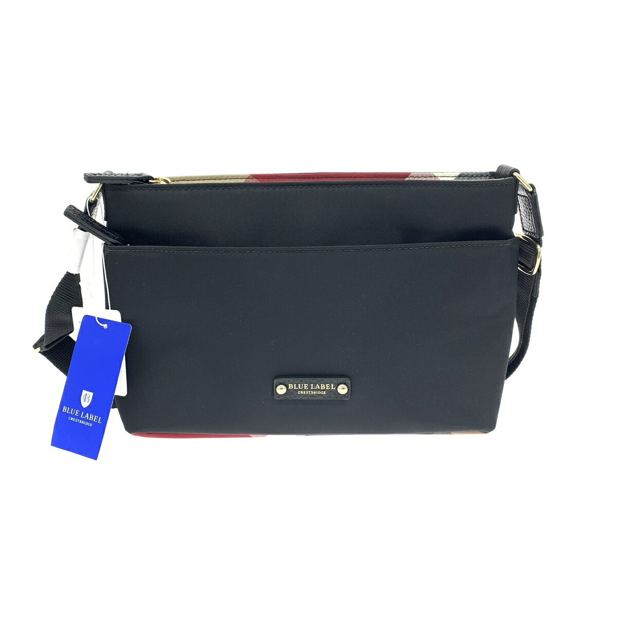 BLUE LABEL CRESTBRIDGE ブルーレーベルクレストブリッジ ショルダーバッグ 未使用品 ナイロン/チェック柄 ブラック レディース【中古】