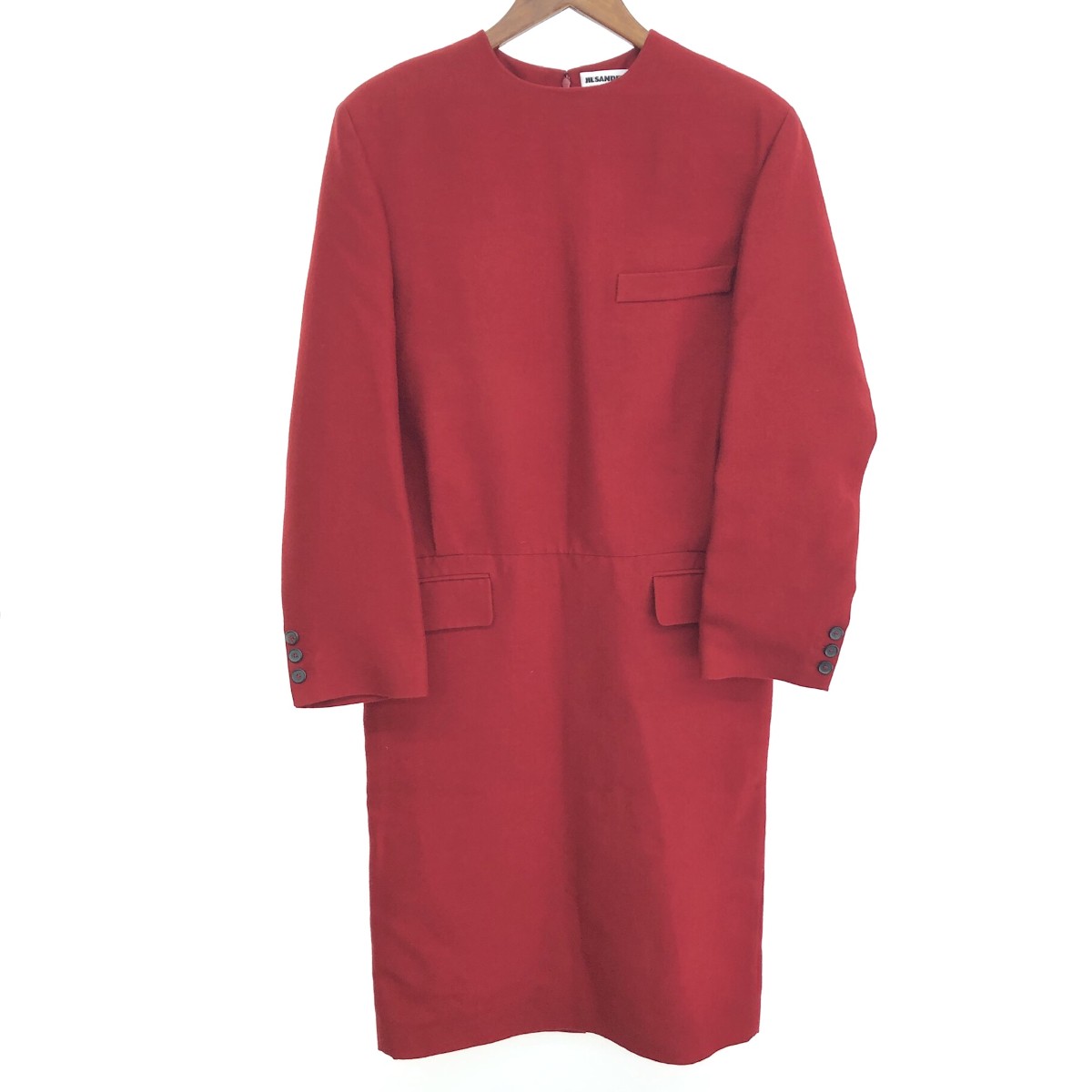 JIL SANDER ジルサンダー ロングスリーブワンピース 良好 サイズ:32 ウール×シルク JSWL507624 レッド レディース【中古】