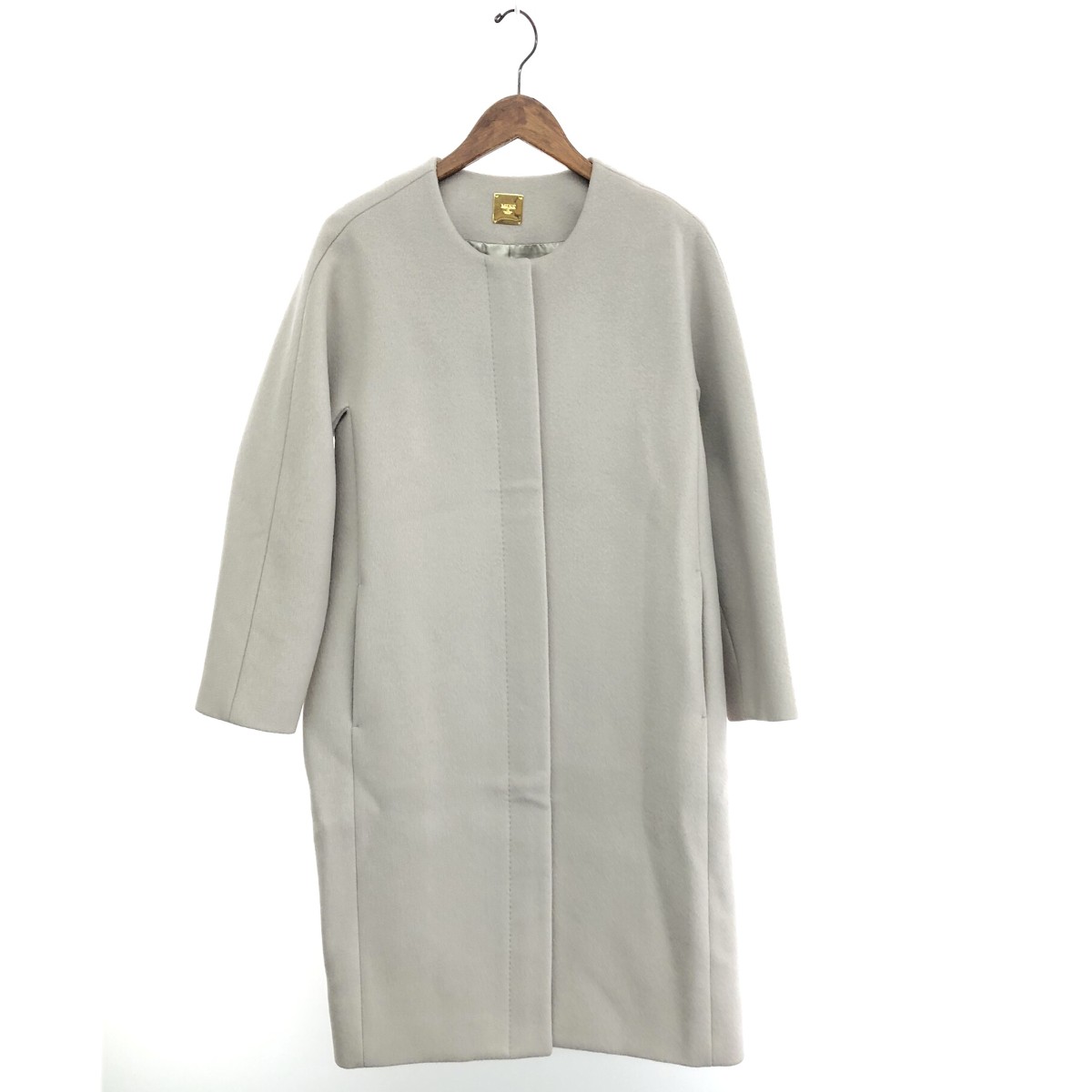 MUSE de DEUXIEME CLASSE ミューズドドゥーズィエムクラス ダブルクロスノーカラーコート 良好 グレージュ レディース【中古】
