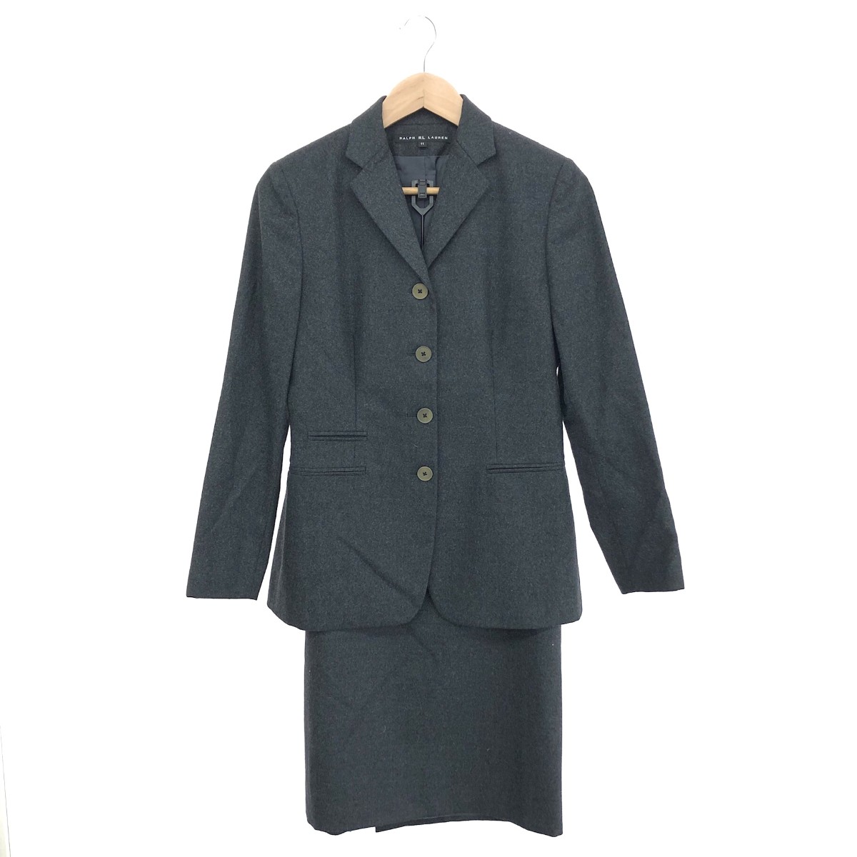 RALPH LAUREN ラルフローレン 黒いこと付け紙 4B上衣×スコート  大いさ:11 仕立て屋ド/黒下げ札     【中古】 スーツ・セットアップ-パンツスーツ