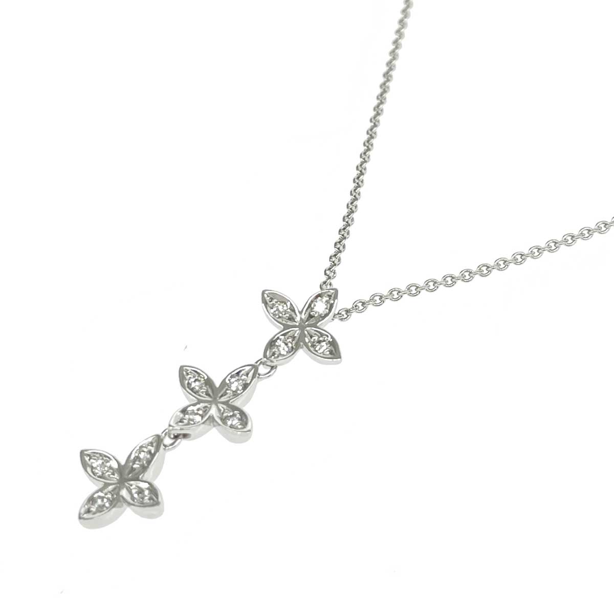 MIKIMOTO ミキモト K18金剛石首飾り 思わしい  K18WG/総掛け目5.9g/金剛石計0.14コンピュータ断層撮影法    しろがね色色つや レディース【中古】