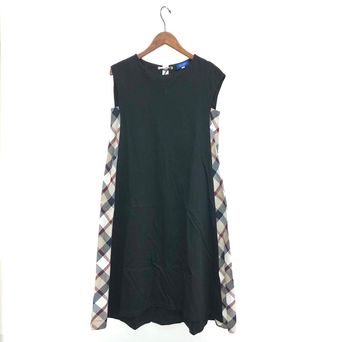 CRESTBRIDGE ブルーレーベルクレストブリッジ ノースリーブワンピース 美品 サイズ:36 チェック/リボン 55J70-724   ブラック レディース【中古】