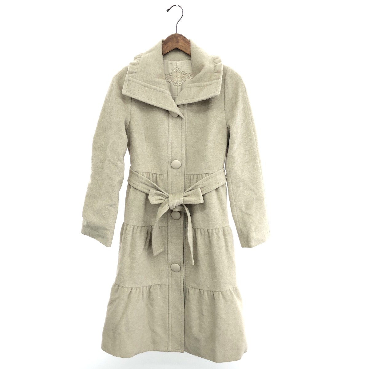 TO BE CHIC トゥービーシック ティアードコート 良好 サイズ:40 ロング/アンゴラウール ベージュ レディース【中古】｜リサイクル ティファナ
