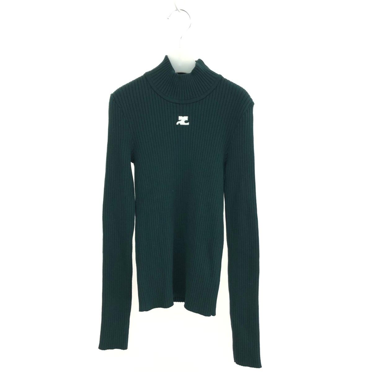 Courreges クレージュ リブニット 良好 サイズ:S RIB KNIT MOCKNECK SWEATER 322MPU022FI00018081 グリーン レディース【中古】