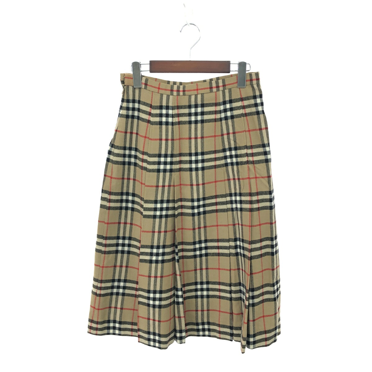 Burberry\u0027s バーバリーズ 筋目スコート  大きさ書きあらわすなし ノバチェック/羊毛    カーキ レディース【中古】