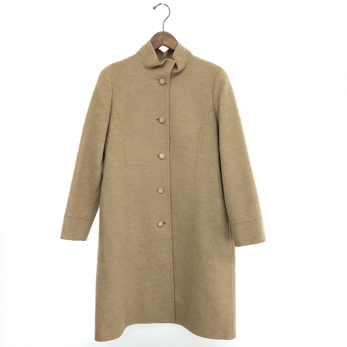 LEILIAN レリアン ロングコート 良好 サイズ:9 スタンドカラー/カシミヤ×ウール ベージュ レディース【中古】 15,444円