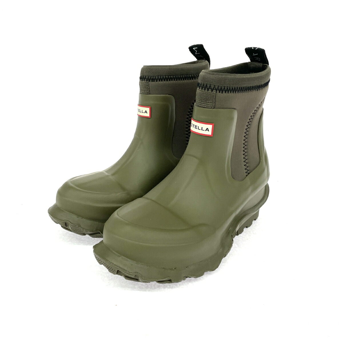 STELLA McCARTNEY ステラマッカートニー レインブーツ  書きあらわす大いさ:UK3 ハンターコラボ 側面ゴア WFS2074RMA   カーキ レディース【中古】 ブーツ・長靴-レディース靴-靴