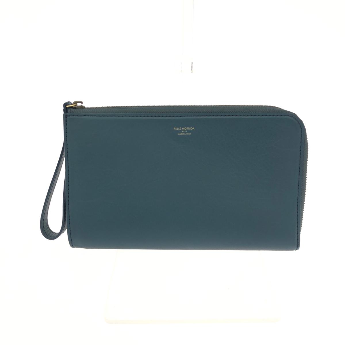 PELLE MORBIDA ペッレモルビダ クラッチバッグ 美品 レザー ネイビー レディース【中古】