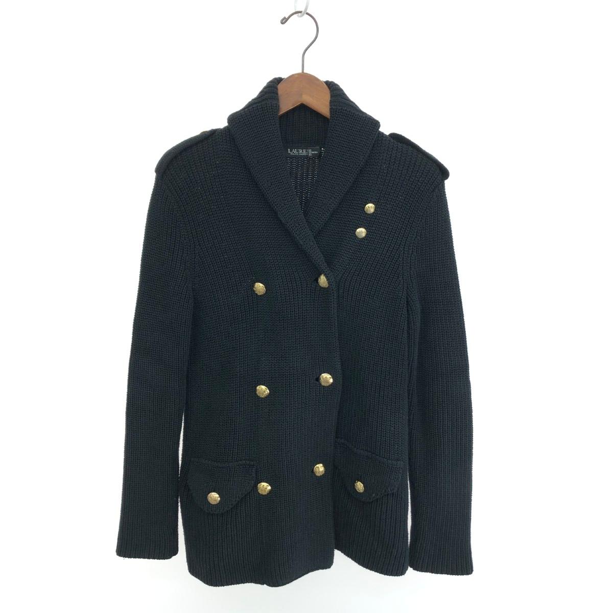 LAUREN RALPH LAUREN ローレンラルフローレン 長袖カーディガン 良好 サイズ:165 ダブル/金ボタン/ミリタリー ブラック レディース【中古】