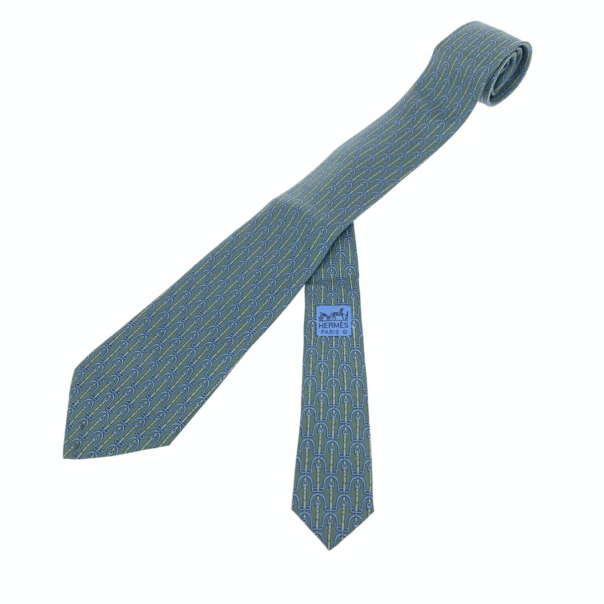 楽天市場】美品 HERMES エルメス チェーン柄 ブルー シルバー シルク