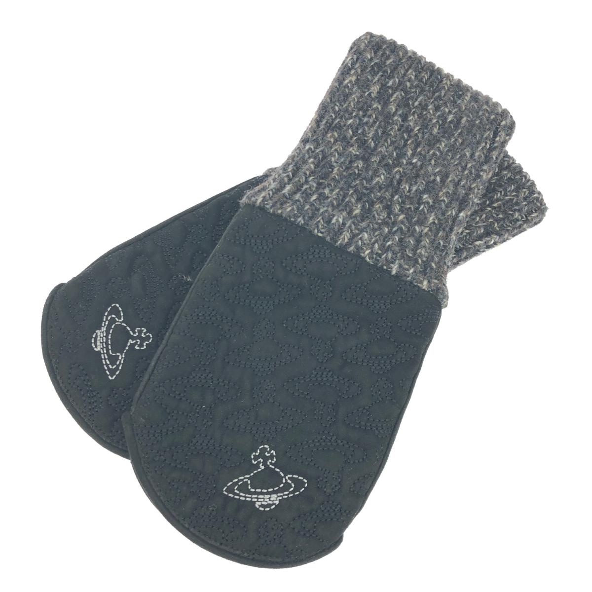 Vivienne Westwood ヴィヴィアンウエストウッド アームウォーマー 思わしい  ヌバックレザー×編み物    黒いこと ユニ一発やる【中古】