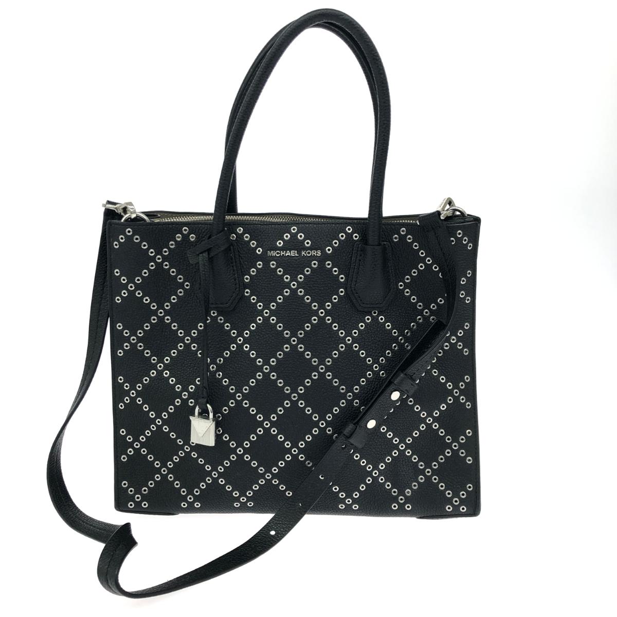 MICHAEL KORS マイケルコース 2WAYバッグ レザー×パンチングスタッズ ブラック レディース【中古】 11,858円