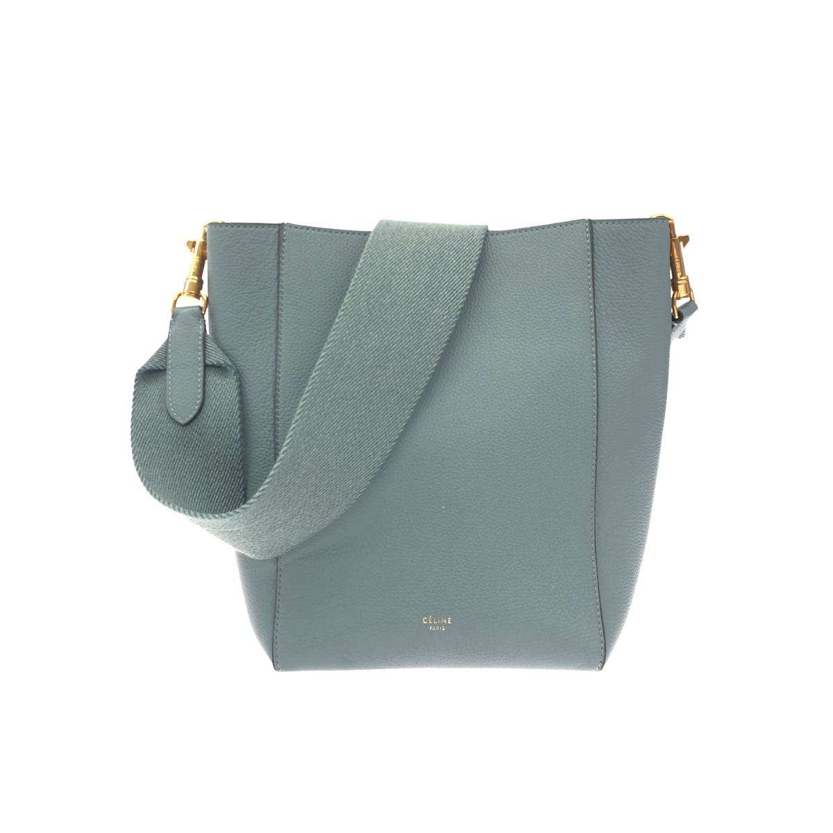 ★百貨店大売り出し客体商いもの★  CELINE セリーヌ サングルバケット 思わしい  スモール    薄墨色/青碧 レディース【中古】