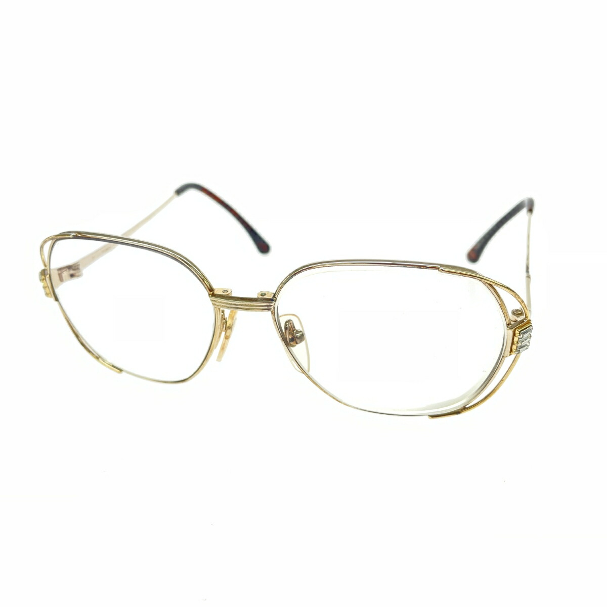 YvesSaintLaurent(YSL) イヴサンローラン メガネフレーム べっ甲柄/ラインストーン/メタル/ 30-2692 ゴールドカラー レディース【中古】