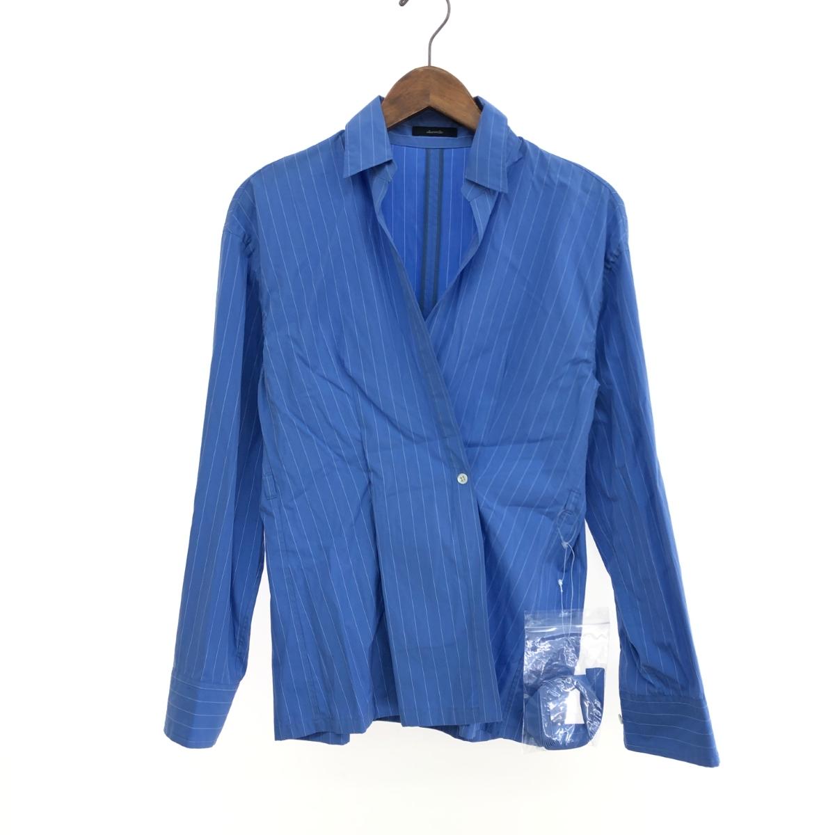 allureville アルアバイル カシュクールシャツジャケット 未使用品 サイズ:2 ストライプ/い定価31900円 24SS ブルー レディース【中古】