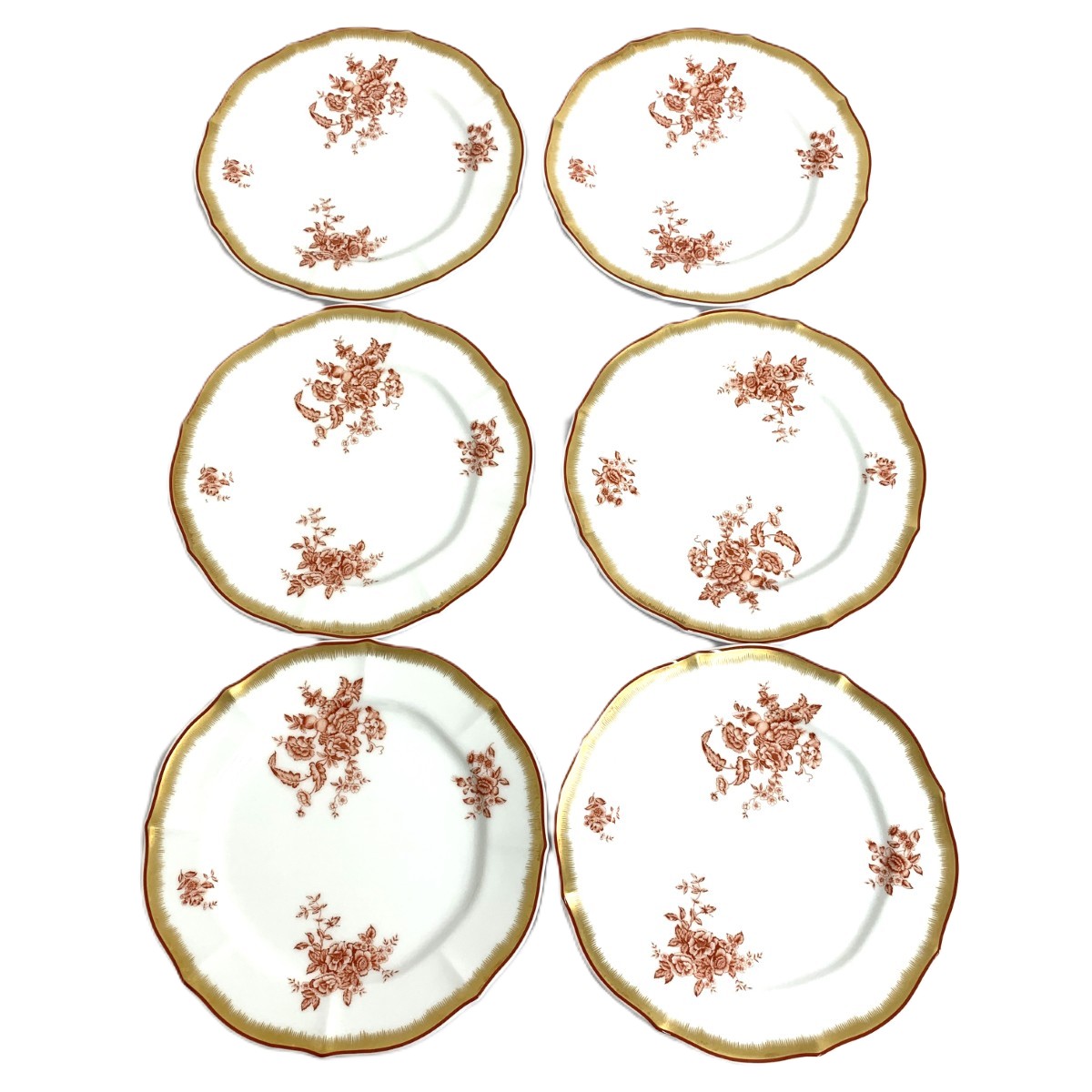 Noritake ノリ竹 一皿 好ましい  medieval rose/6枚仕掛ける    白いこと 【中古】