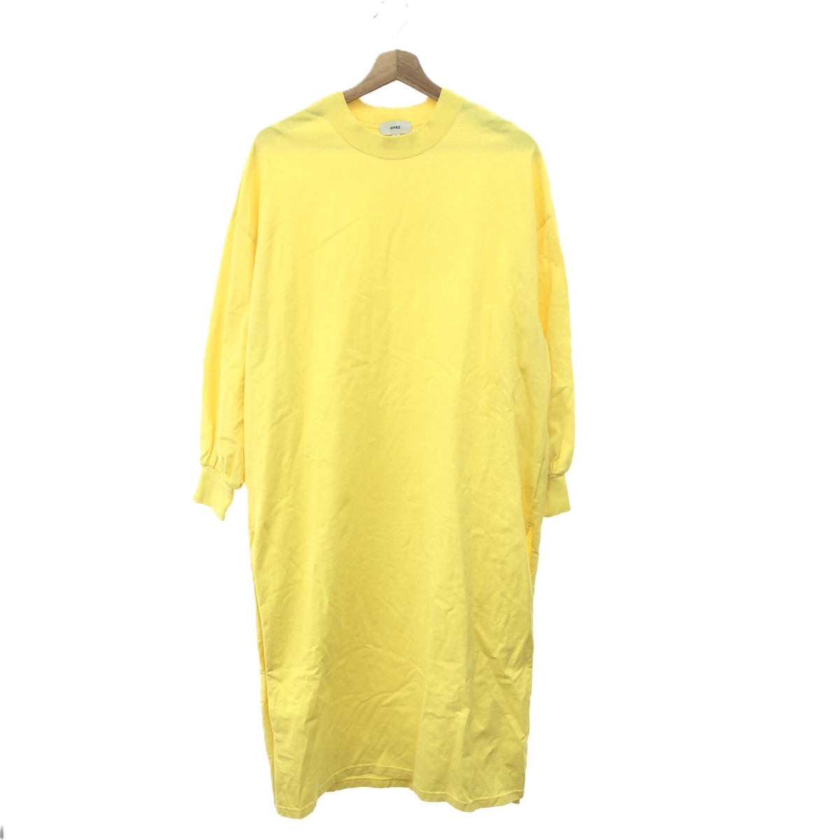 HYKE ハイク ロングワンピース サイズ:1 スリット/ロングスリーブドレス/長袖 コットン100％ イエロー レディース【中古】