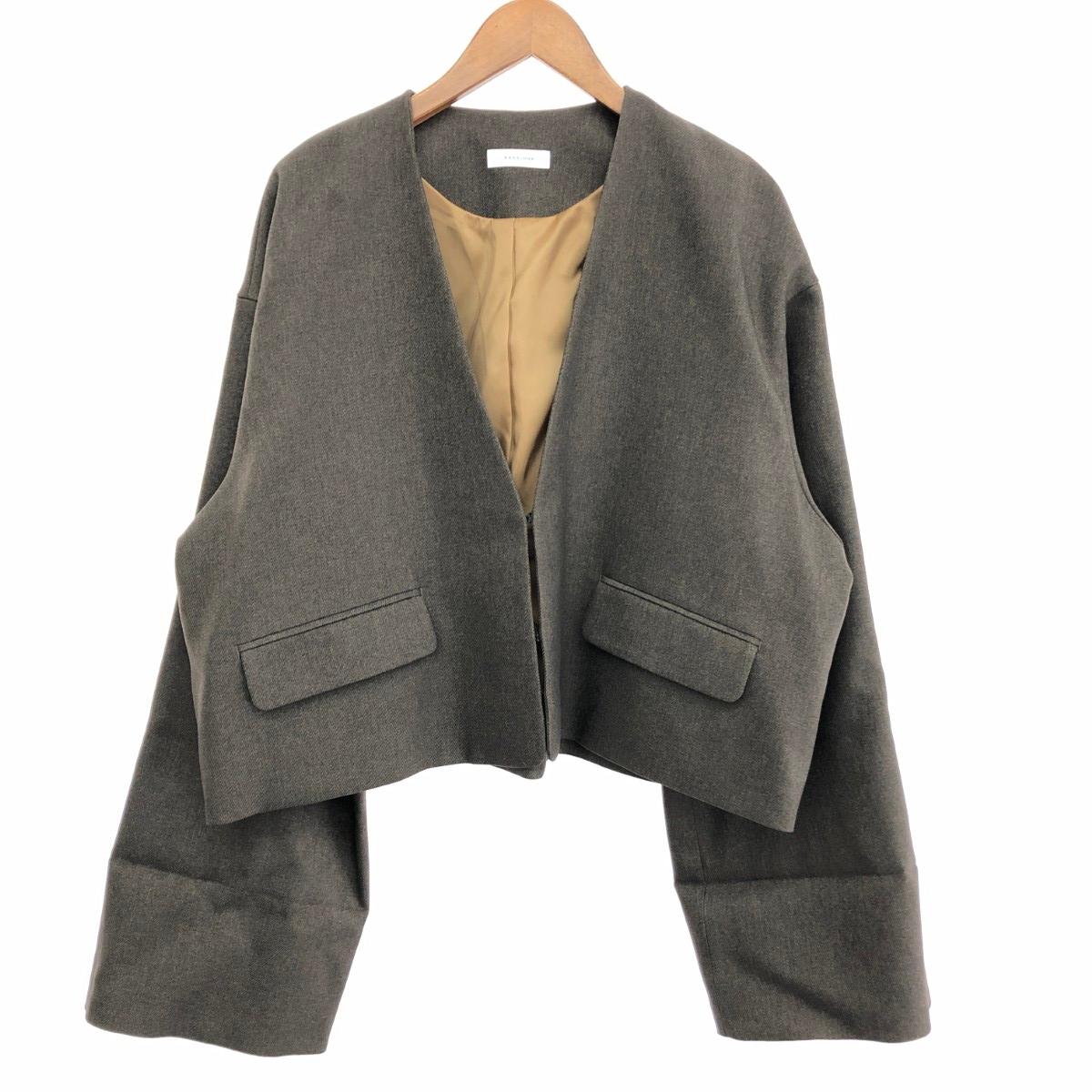 PASSIONE パッシオーネ デザインノーカラージャケット 未使用品 サイズ:38 ビックシルエット/定価29700円 536419 ブラウン レディース【中古】
