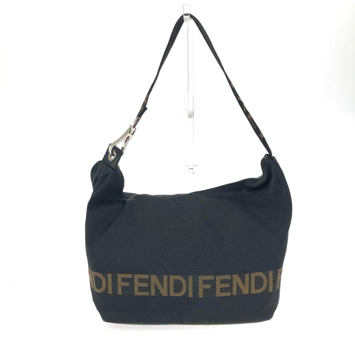 FENDI フェンディ ワンショルダーバッグ ナイロン ロゴストラップ ブラック レディース【中古】