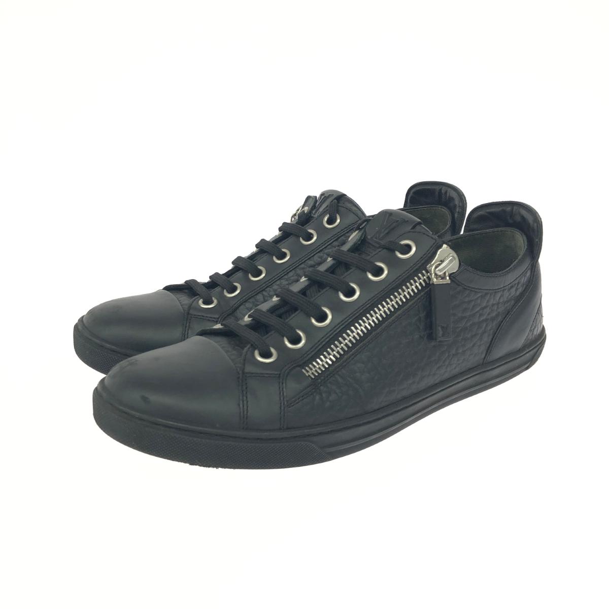 LOUIS VUITTON ルイヴィトン スニーカー  表記サイズ:7 サイドジップ/レザー GO0164   ブラック メンズ【中古】