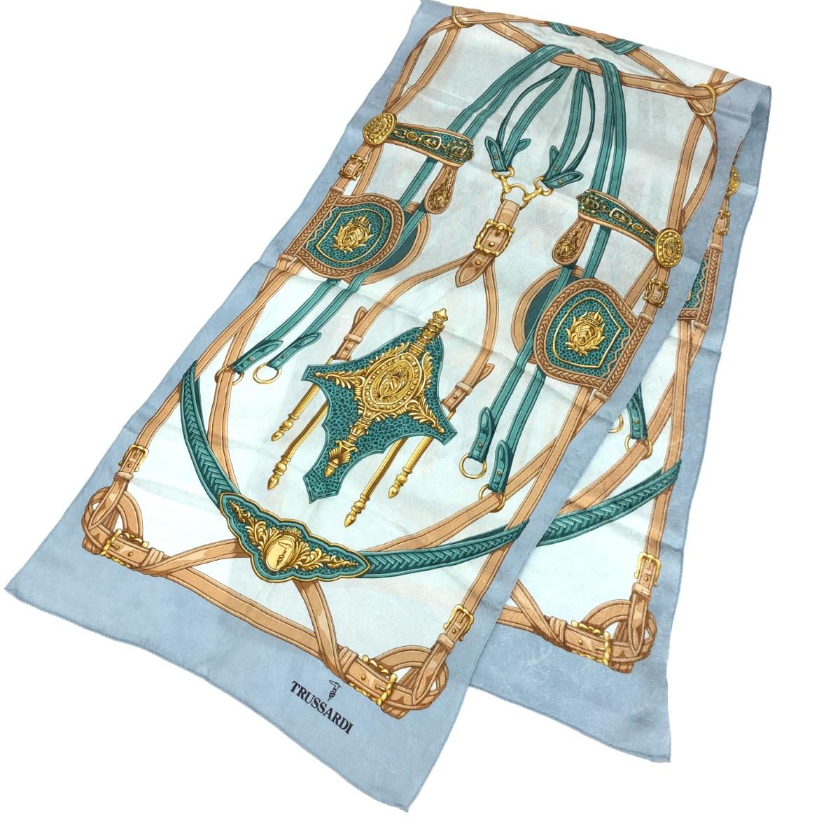 楽天市場】トラサルディ シルク スカーフ 大判 ネイビー×ホワイト 豪華