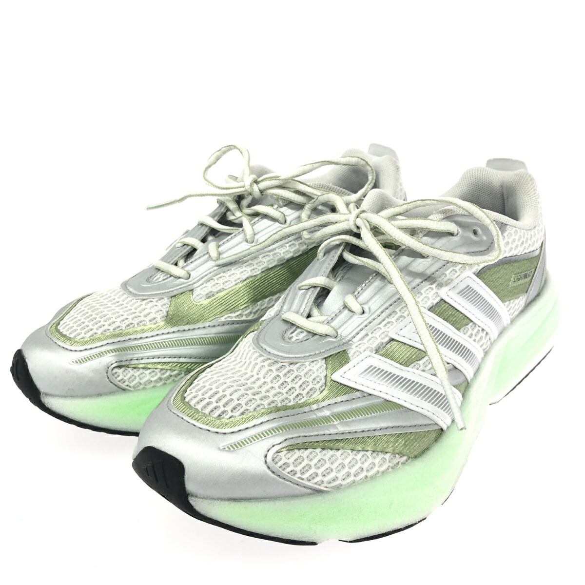 adidas アディダス ライトブレイズ グロー 良好 表記サイズ:25.5 JP6328 ホワイト/グリーン レディース【中古】