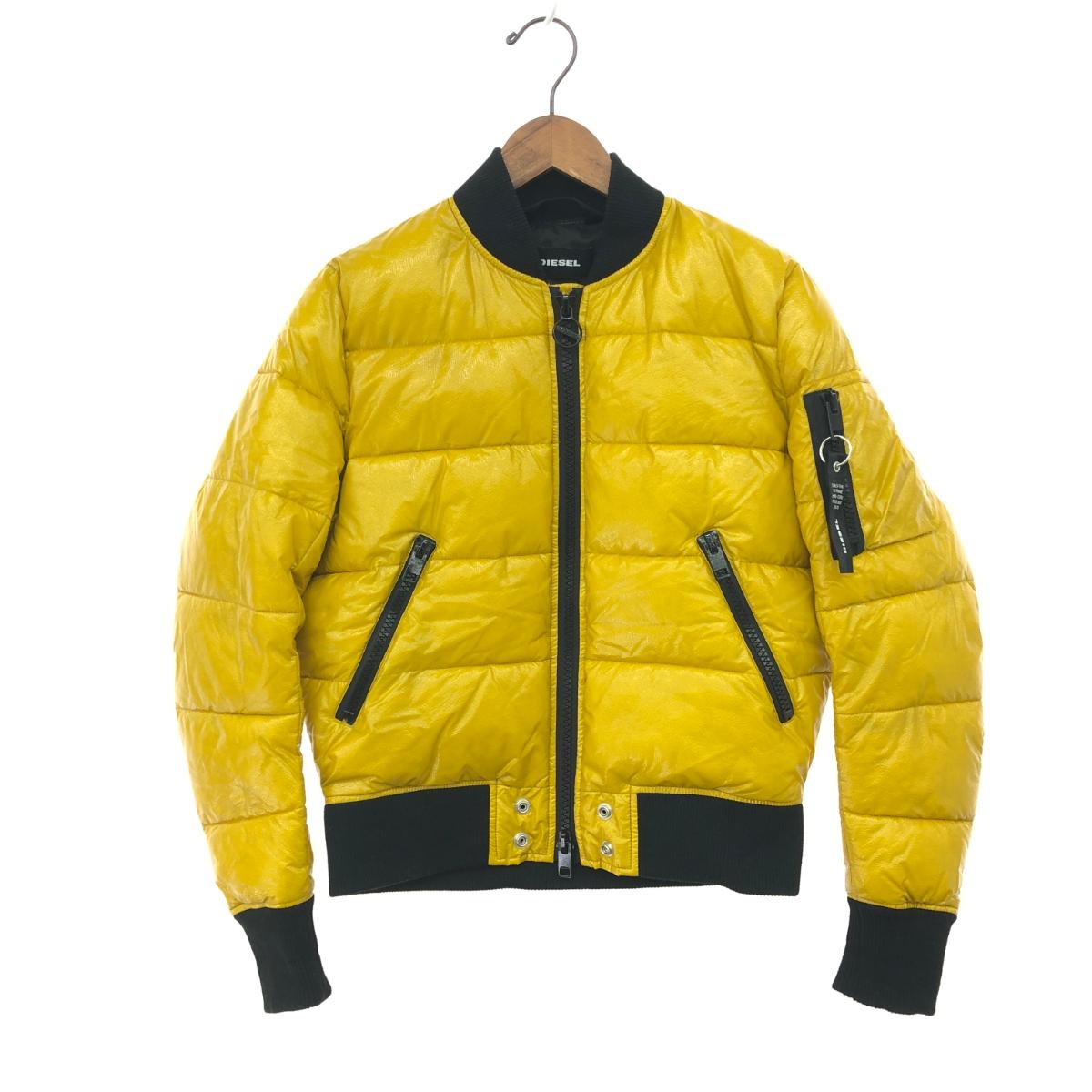 DIESEL ディーゼル ボンバージャケット サイズ:XXS バックロゴ 中綿ジャケット イエロー レディース【中古】